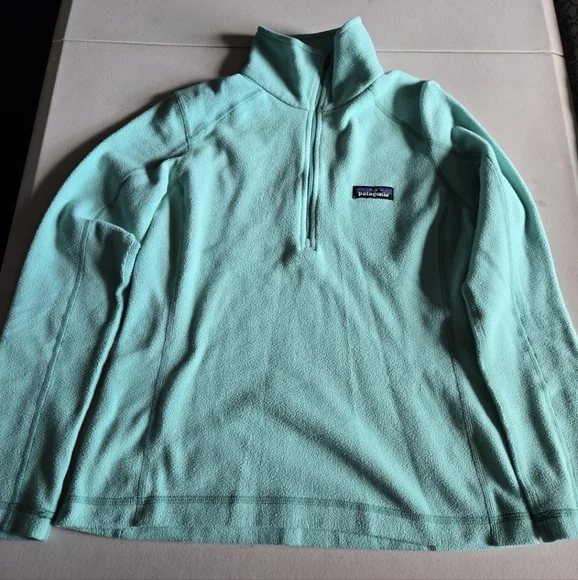 Patagonia Women's Micro D 1/4 Zip Fleece Size xsmall Teal Color - Picture 2 of 5